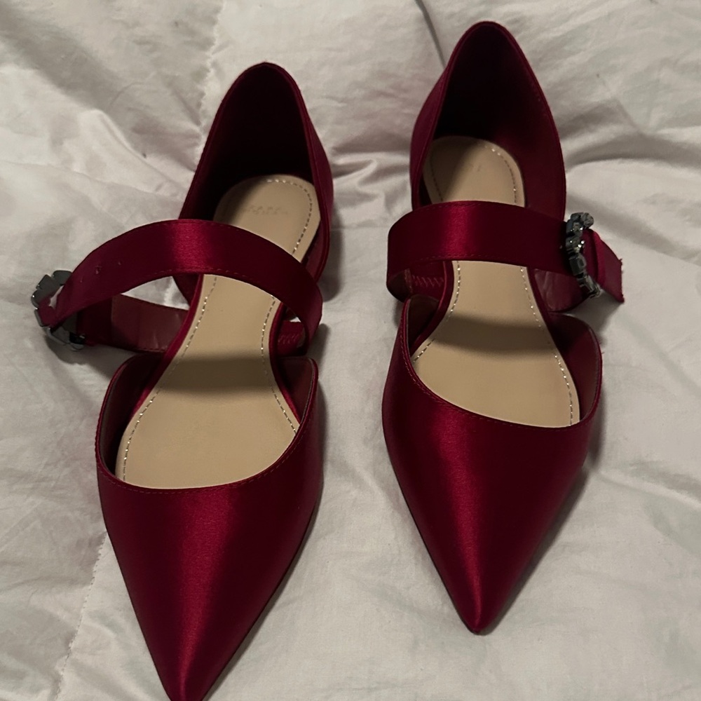 Zara Red Satin Women's Flats